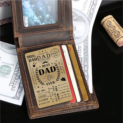 Emideary Best Dad Ever Gifts - Hero Dad Card - Thank You Dad - Brass Engraved Wallet Card Inserts for Dad - Father Daughter Gift - Fathers Day Christmas Gifts from Daughter3