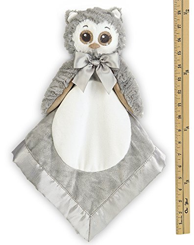 Bearington Baby Lil' Owlie Snuggler, Gray Owl Plush Stuffed Animal Security Blanket, Lovey 15" #TOP2