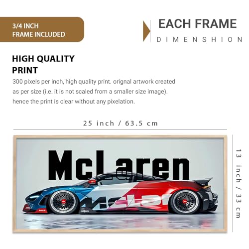 Image of kotart Big Sports Car Framed Posters Gift Items for Boys Room Wall Decoration Bedroom Living Room Office Studio Decor | Car Poster Frame for Wall Decor Set Of 1 Size (13 x 25 inch)