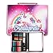 Produktbild créalynes Einhorn-Zeichentasche  vollständiger Zeichenkoffer mit 12 Buntstiften, 12 Markern, Radiergummi, Anspitzer, Lineal, 2 grauen Bleistiften und Skizzenbuch, grün