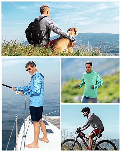 FISHEAL Men's Performance Fishing Hoodie Shirt - UPF 50+ UV Sun Protection Long Sleeve Shirts with Mesh Face Mask 5