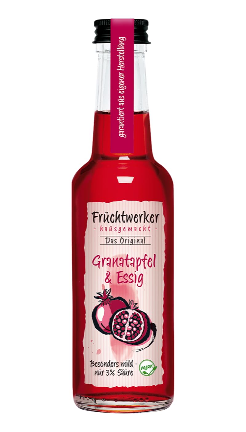 Fruchtwerker | Granatapfel & Essig | Mit Saft aus echten Früchten| 6er Pack | 6x 250ml Glasflasche