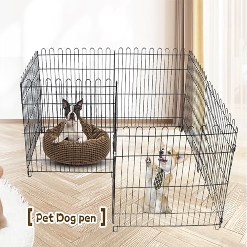 Image of Foldable Metal Dog Playpen, Portable Pet Pen Puppy Exercise Pens 8 Panels Small /Medium Dogs Fence for Yard Indoor&Outdoor RV Travel Camping with Doors for Cat Rabbit Hedgehog