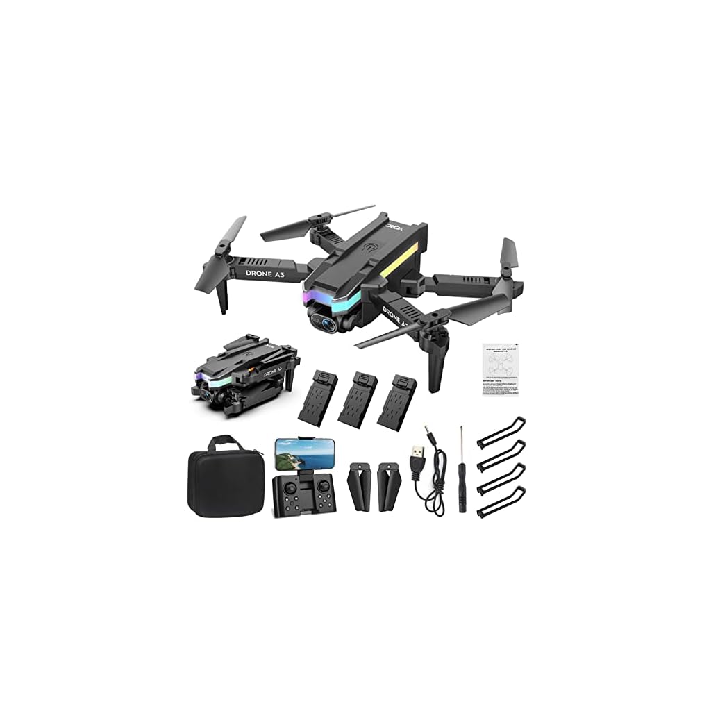 A3-Drone-with-Dual-4K-HD-Camera-WIFI-FPV-Real-Time-Transmission-Auto-Return-Follow-Me-Headless-Mode-3D-Flips-Remote-Controller-Video-Extended-with-Backpack-Accessories-Kit