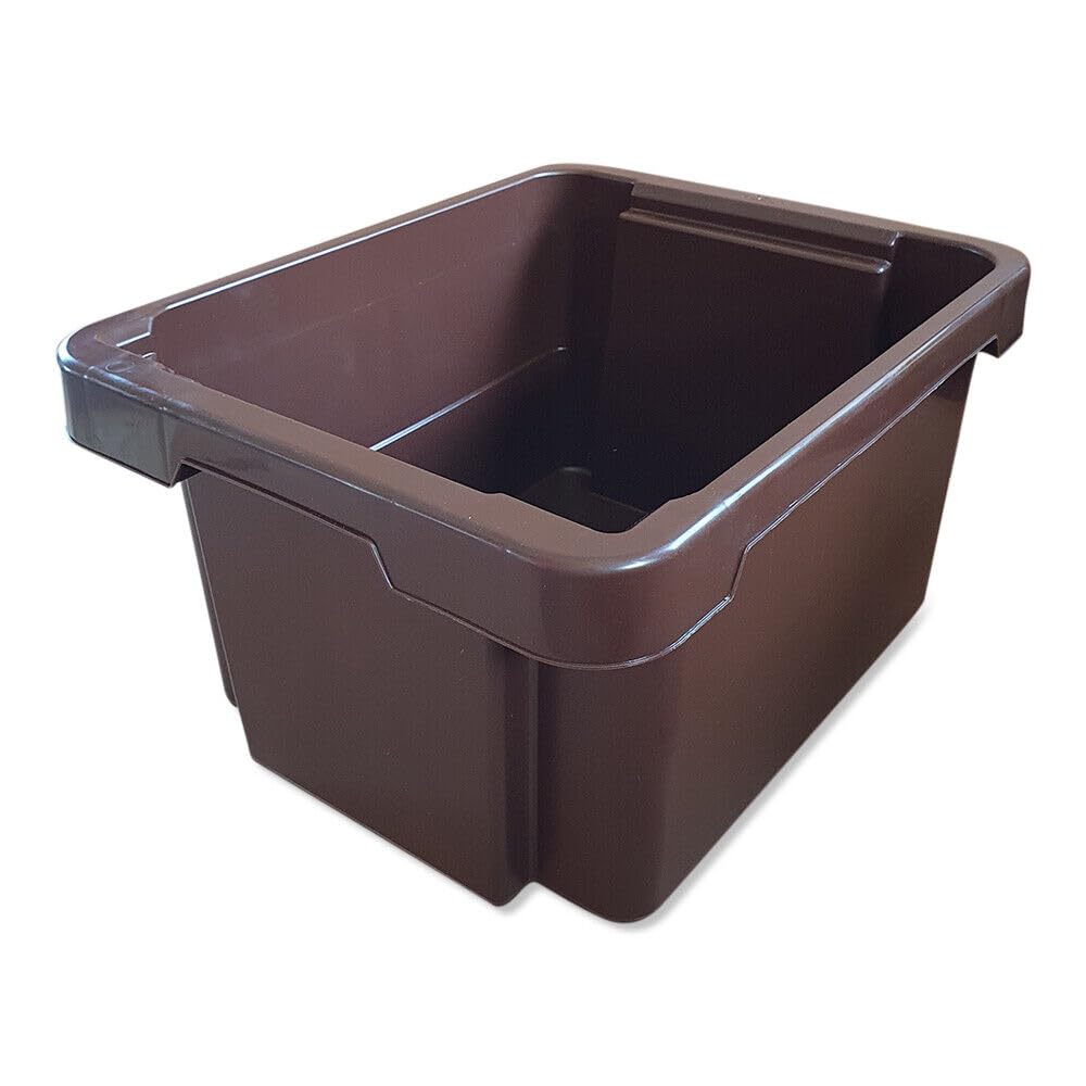 kanister-vertrieb® 5er-Set Aufbewahrungsbox Spielzeugkiste Kunststoffbox Box mit Deckel stapelbar, für Lebensmittel, PP-Kunststoff, 20 L, 43x35x23 cm (braun)