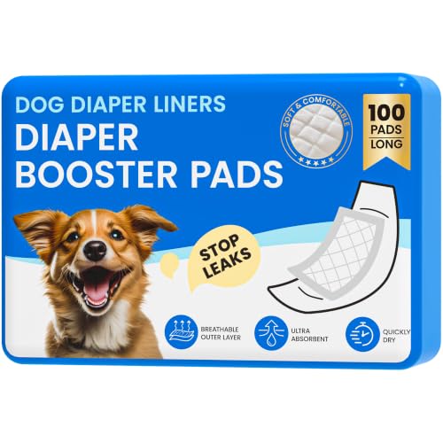 Image of Disposable Dog Diaper Liners Booster Pads for Male & Female Dogs - 100ct | Diaper Inserts fit Most Washable Dog Wraps and Belly Bands,Long