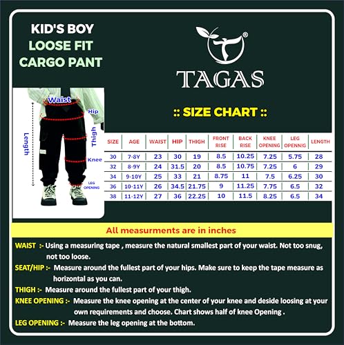Image of TAGAS Boys Boys Side Pocket Cargo Pant || Cargo Pants|| Regular Slim Cargo for Kids ||Relaxed Trouser ||Pant for Boys ||Boy Loose Comfortable Cargo ||Boys Joggers||