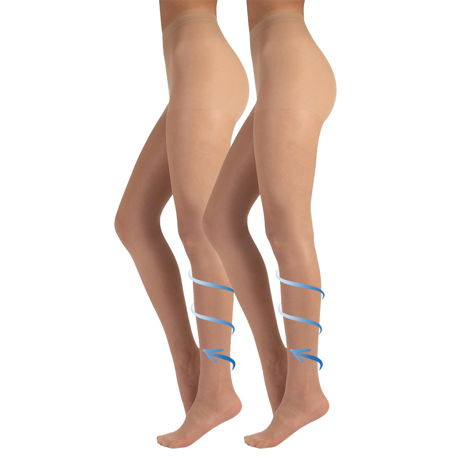 CALZITALY Pack 2 Pairs 40 Den Support Tights | Medium Compression Support Pantyhose | S M L | Black, Natural | Italian Hosiery |