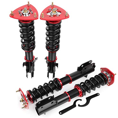 Coilover Struts Spring Shocks Adjustable Height Coilovers Suspension Struts Coil Spring Shocks and Struts Full Set Kits ECCPP Fit for 2005 for Saab 9-2X /2002-2007 for Subaru Impreza - Red