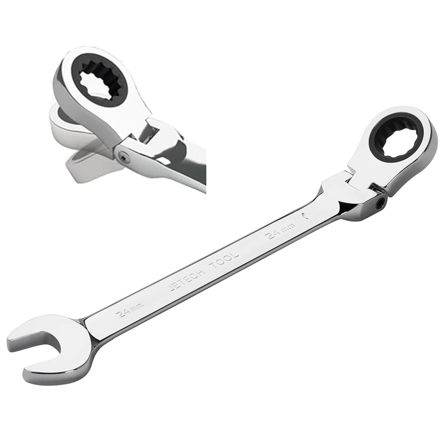 Jetech 24mm Ratchet Wrench Flex Head: Box End Wrench 12Pt| Metric Ratcheting Combination Chrome Vanadium,Forged, Extra Durability