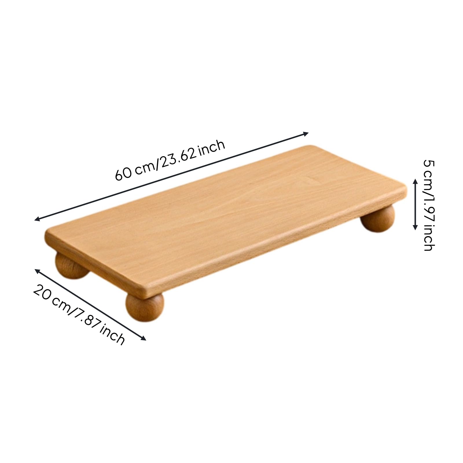 Supporto da Scrivania Rialzo Schermo Pc Base Laptop Mensola Tastiera Legno Massello Nera Design Salvaspazio con Piedini Altezza Ergonomica per Collo, Faggio, 60 20 5