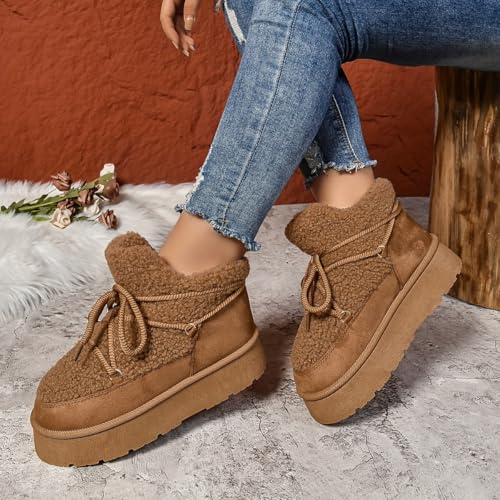 Chic Winter Women's Snow Boots - Warm, Lace-Up Mid-Calf with Thick Sole for Casual Wear3