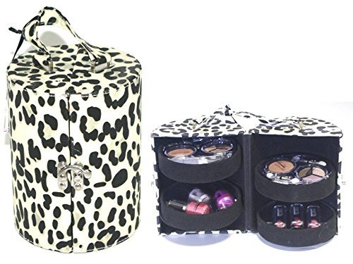 Paris Memories Make Up Vanity Leopard Drum Case Contouring Beauty Cosmetic Kit Travel Gift Set