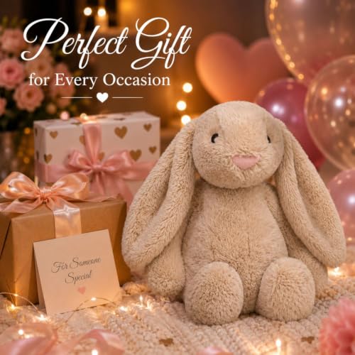 Image of Grey Bunny Rabbit Plush Soft Toy 40 CM for Kids, Ultra Soft Stuffed Bunny Teddy with Long Floppy Ears, Premium Plush Animal for Boys & Girls, Cute Cuddly Rabbit Doll for Birthday Gift