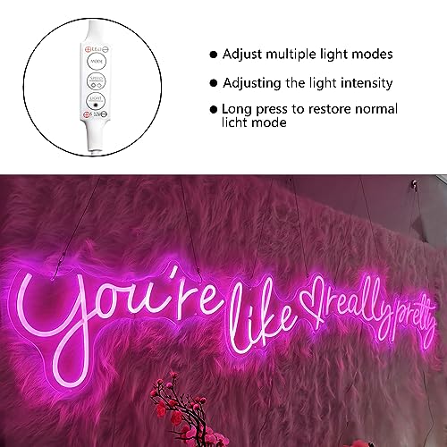 Image of You're Like Really Pretty Neon Signs, Neon Light for Wall Decor,Light Up Sign for Wedding, Engagement,Neon Signs for Bedroom Decor