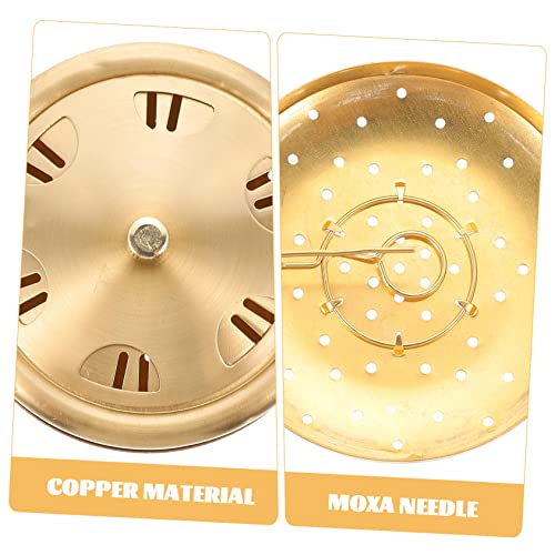 2 piezas Caja ajustable de moxibustión, herramienta portátil de terapia china, material de cobre, diseño compacto para múltiples partes del cuerpo, accesorio de masaje ligero miniatura 4
