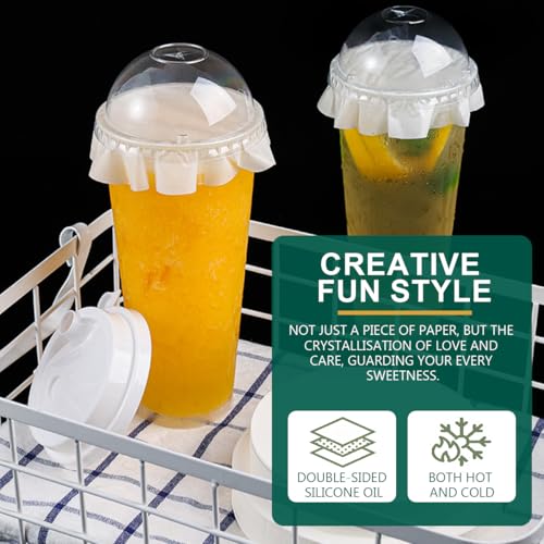 FERCAISH Pack of 100 Disposable Milk Tea, Leak-Proof Paper, Coffee Cups, Sealing Paper, Milk Tea Cups, White Sealing Paper - Image 4