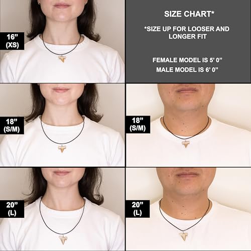 Natural Shark Tooth Necklace for Men, Genuine Fossil Shark Teeth, Cool Sharktooth Beach Necklaces for Women, Beachy Surfer Choker Jewelry3