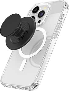 PopSockets Phone Grip for MagSafe with Kickstand, Magnetic Stand, Swappable Top, Secure Hold for iPhone MagSafe Cases, Phone &amp; Tablet Grip - Black