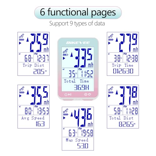 Image of GPS Bike Computer Wireless Bicycle Speedometer Odometer 9 Languages Auto Backlight Auto Start Stop IPX7 Waterproof 2.4 Inch LCD Supports MPH KMH