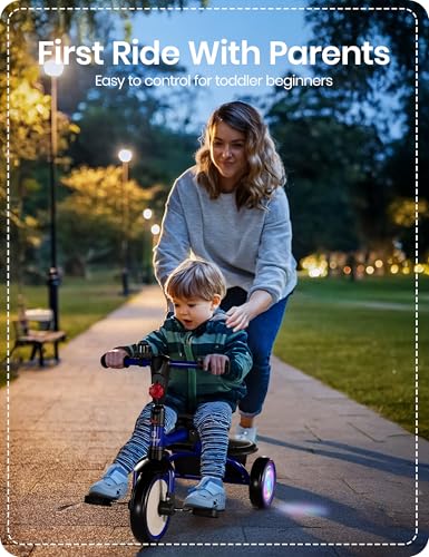 image for besrey Kids Tricycle with Flash Wheels for Ages 18 Months to 5 Years, 
