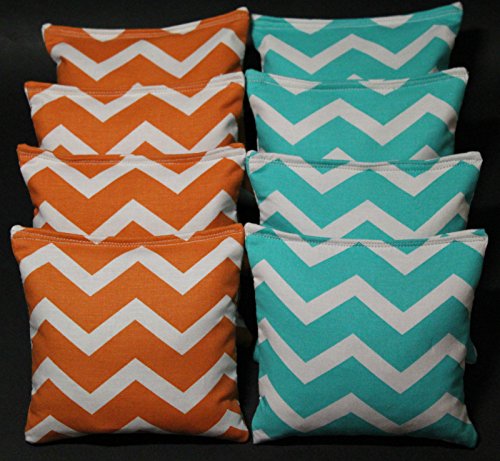 BackYardGamesUSA Cornhole Bean Bags Chevron Orange & Aqua Designer Series Party Wedding