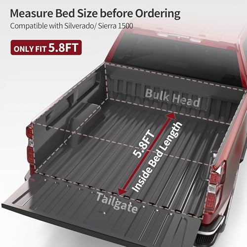 Image of oEdRo Soft Roll Up Tonneau Cover for 2014-2018 Chevy Silverado 1500 5.8ft