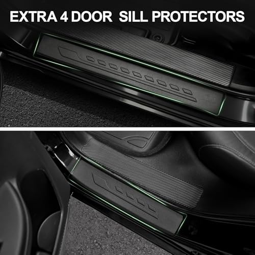 Image of Floor Mats for 2013-2017 Honda Accord Sedan (Not for Vinyl Floors), TPE All Weather Durable Floor Liners Door Sill Guards for Accord Accessories