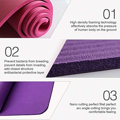PowerLife Yoga Workout Mats 1/2 Inch Extra Thick High Density Foam Pad Anti-Tear Exercise, Yoga Pilates Mat Blue - Thumbnail 5