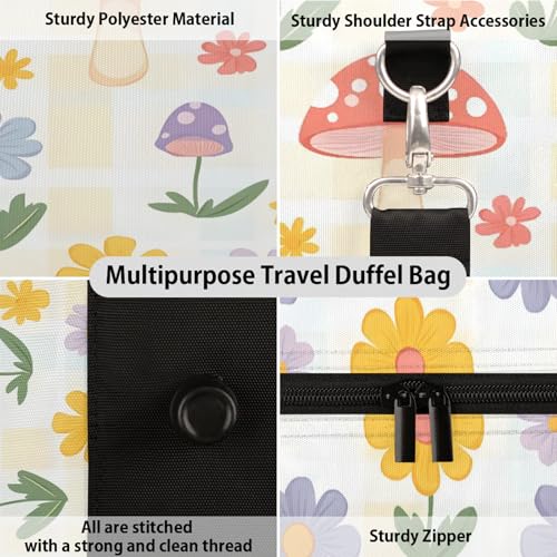 Mushroom Duffle Bag for Travel, Overnight Weekend Gym Carry On Luggage Bag, Cute Travel Duffel Bag for Men Women3