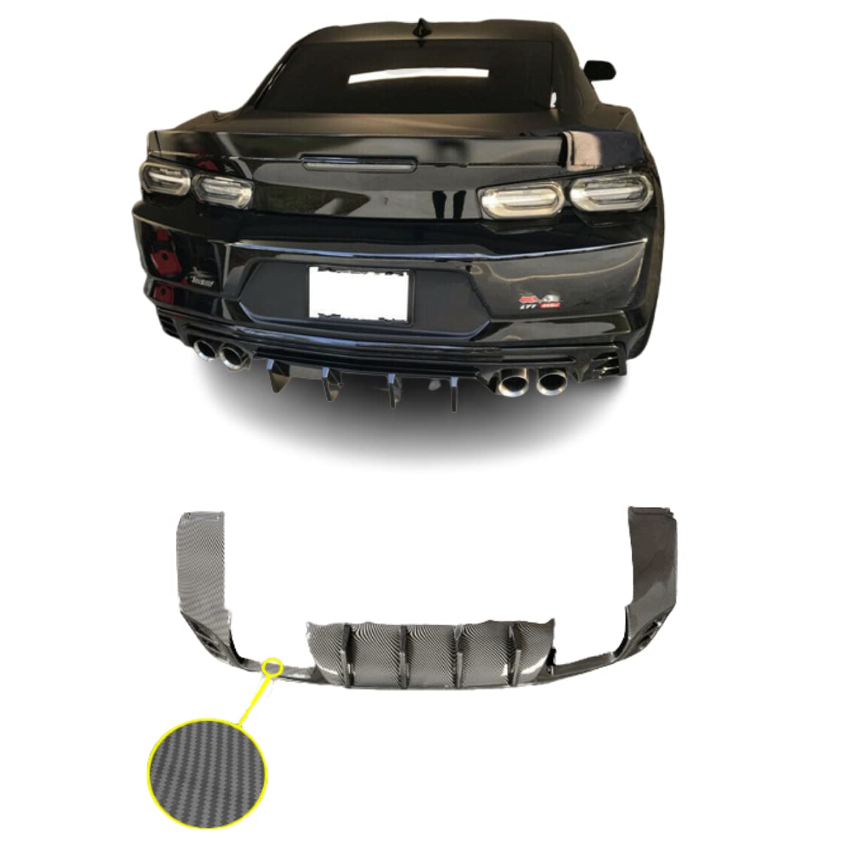 Rear Bumper Lip Diffuser Fit for 16-22 Chevy Camaro Model Vehicles (Carbon Print)