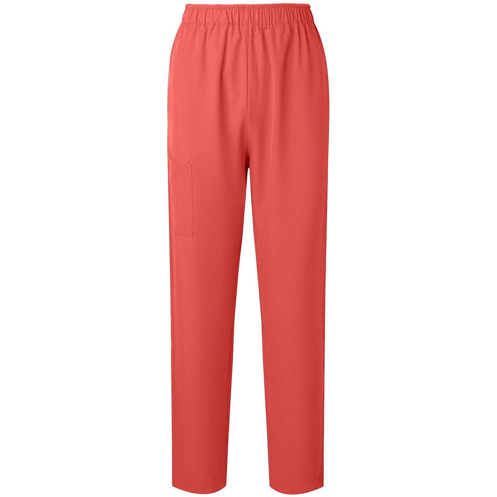 Women Scrub Pants Straight Leg Pull-on Pant Elastic Waist Stretchy Bottoms Nursing Work Trousers with Pocket