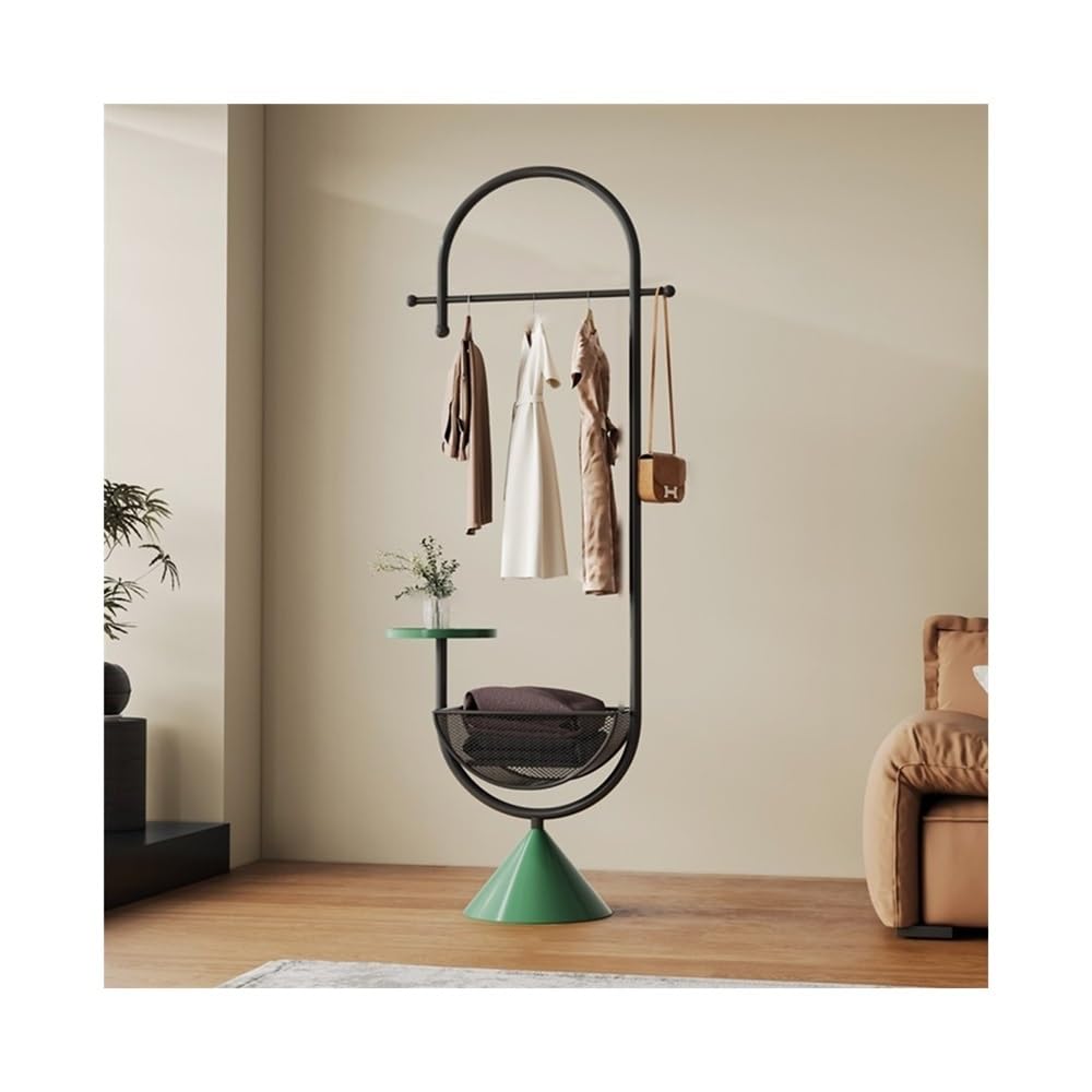DFHS46JK Hat Rack Indoor Clothes Hanger Entrance Storage Floor Small Room Creative Vertical Coat Rack for Office(Black+Green)