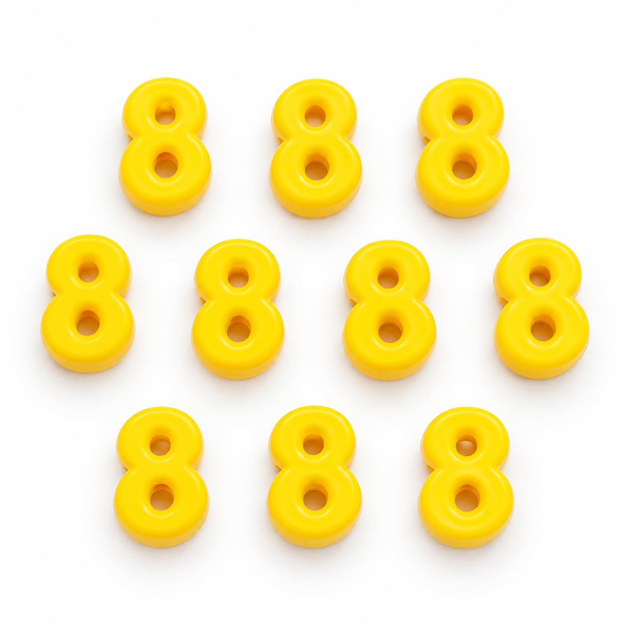 Number Beads, 10pcs Number Beads for Bracelets with 6mm Large Hole, Number Bead for DIY Jewellery Making, Keychains and Paracord Crafts(Yellow, Number 8, 10)