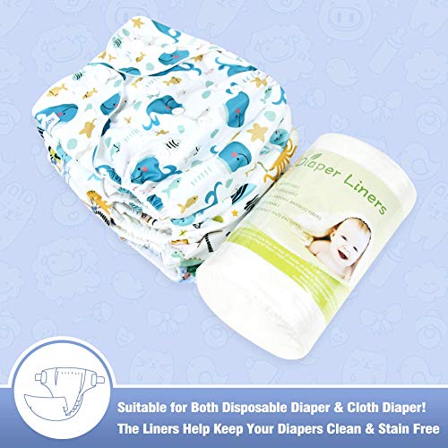 Leekalos Biodegradable Bamboo Diaper Liner Super Soft Disposable Unscent Diaper Liners,100 Sheets