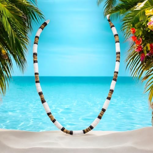 BlueRica Puka & Coconut Shell Beads Necklace (18")3