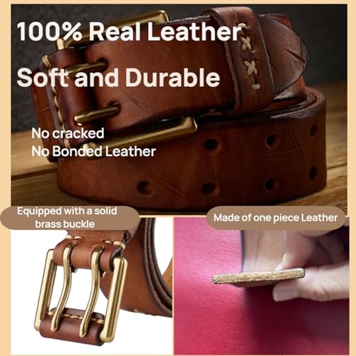 Mens Black Leather Belt Heavy Duty Double Prong Full Grain Casual Belts4