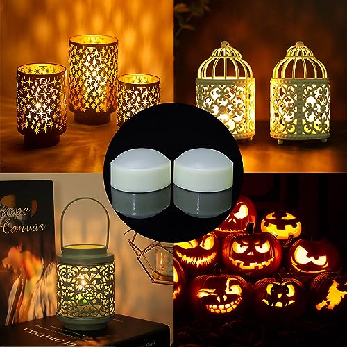 Image of 2 Pack Halloween Pumpkin Lights with Remote /Timer White Led Battery Operated Flameless Candles Pumpkin Latern Jack-O-Lantern Lights Decor Fall Decorations