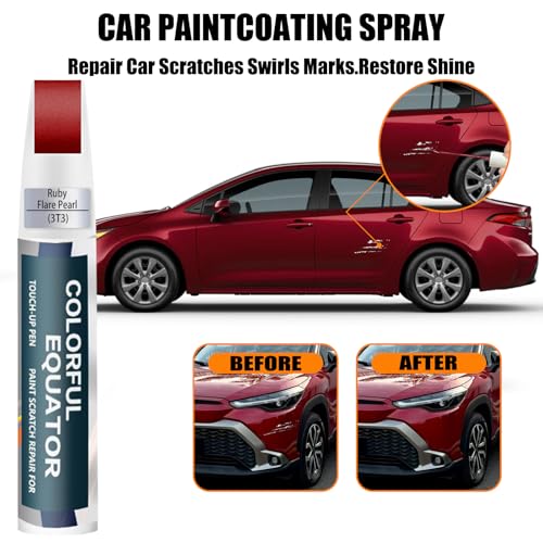 Image of 3T3 Ruby Flare Pearl Touch Up Paint for Toyota, Car Paint Pen Scratch Repair Two-In-One Touch Up Paint, Premium Car Scratch Remover for Deep Scratches