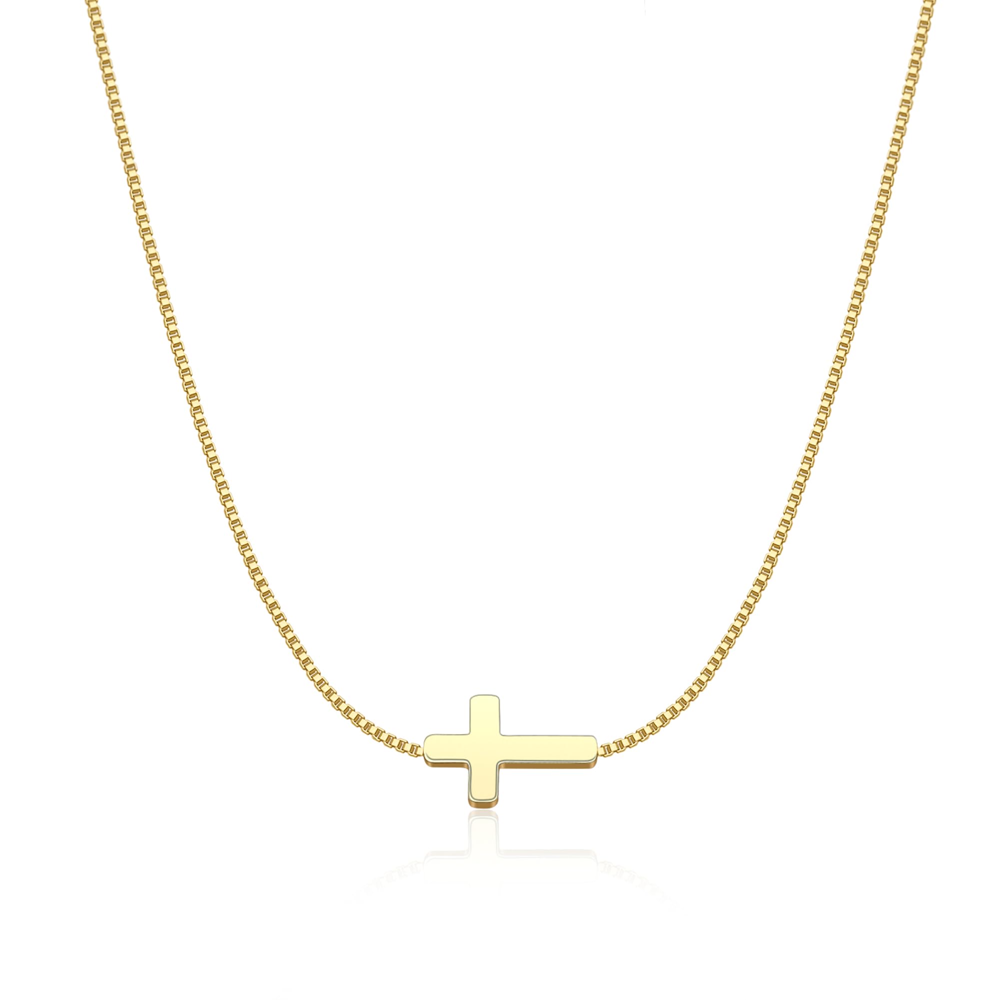 Cross Necklace for Women 14K Gold Silver Plated Dainty Small Cross Pendant Choker Simple Trendy Cute Cross Charm Chain Necklace Easter Basket Stuffers Baptism Religious Faith Jewelry Gift
