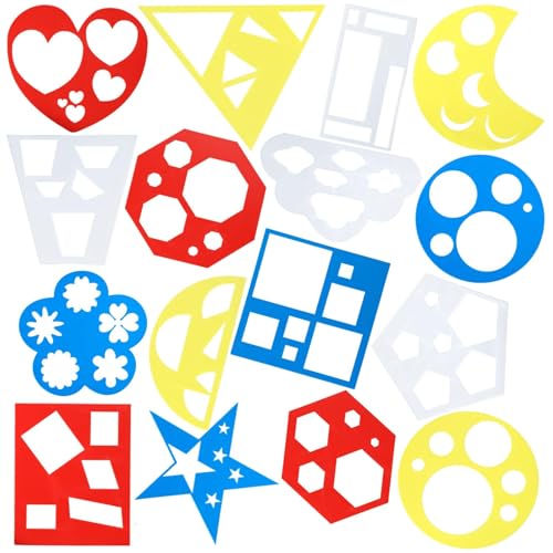 16 PCS Geometric Stencils Template for Kids Children Shapes Drawi...