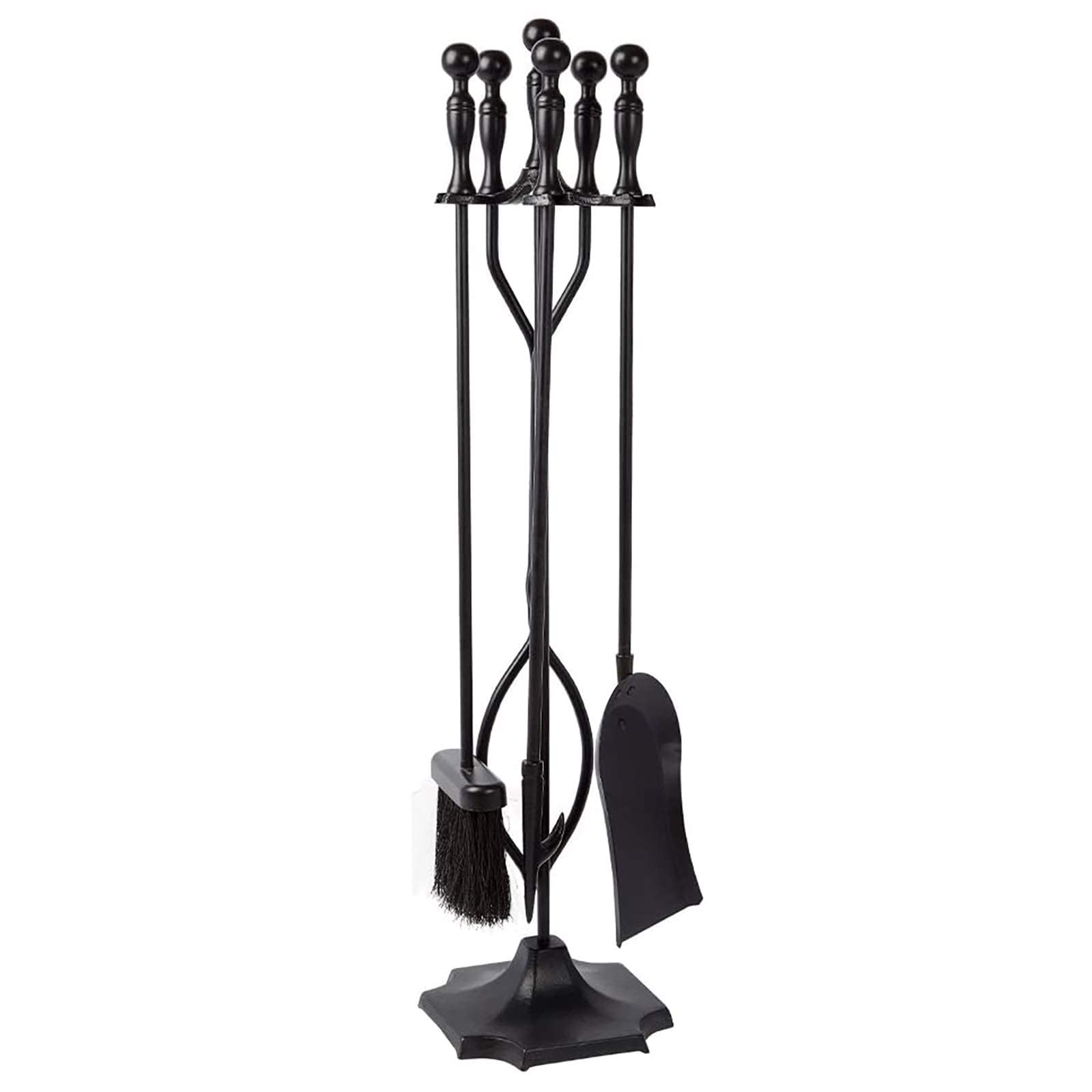 5-teiliges Kaminbesteck-Set, 81,3 cm, Robustes Feuerstellen-Zubehör aus Eisen, inklusive Schürhaken, Zange, Schaufel, Bürste und Ständer, für den Innen- und Außenbereich