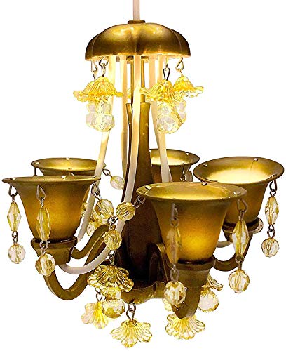 InstaLocker Locker Chandelier LED Light - School Locker Ceiling Light Decor Decoration Accessories with Magnet (Gold-Daylight)