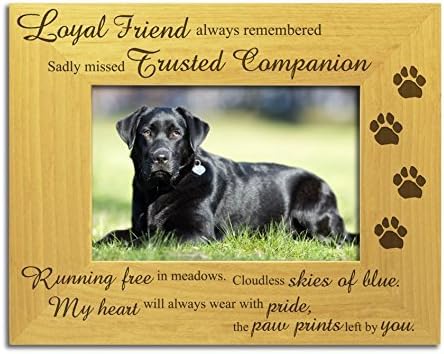 Dog Bereavement Photo Frame, Stunning Solid Wood,"Loyal Friend Always Remembered" and"Sadly Missed Trusted Companion" Loss of Pet Dog, In Memory of Pet Dog, Dog Bereavement Frame. Dog Memorial.