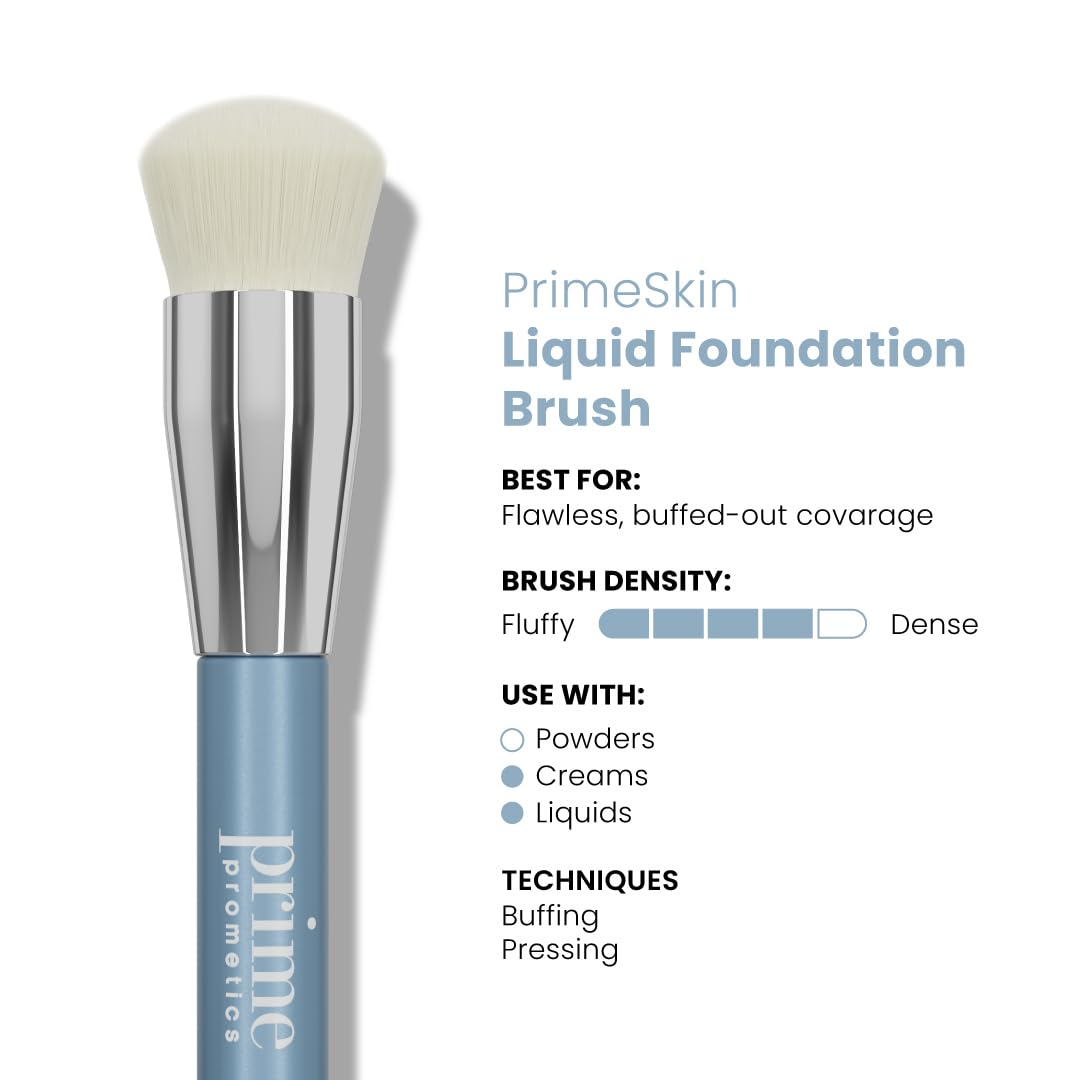 PRIME PROMETICS Prime Prometics PrimeSkin pennello per fondotinta liquido per donne mature: setole ultra morbide per una copertura uniforme e senza venature, finitura uniforme e naturale, ideale per