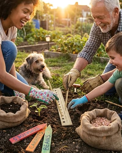 Regla y dibble de madera para jardinería miniatura 5