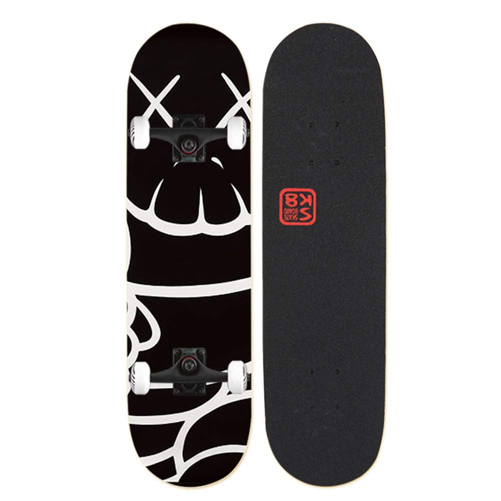 Skateboards para principiantes, 31 x 8 pulgadas Tableros de patinaje estándar completo Doble patada 7 capa cubierta de arce Concave Skateboard para niñas niños niños adolescentes jóvenes adultos,H