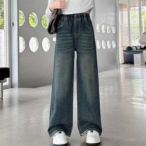 Toddler Barrel Jeans Flannel Lined Elastic High Waisted Basic Jeans Soft Cotton Girls Long Jeans Size 10-12 Tall3