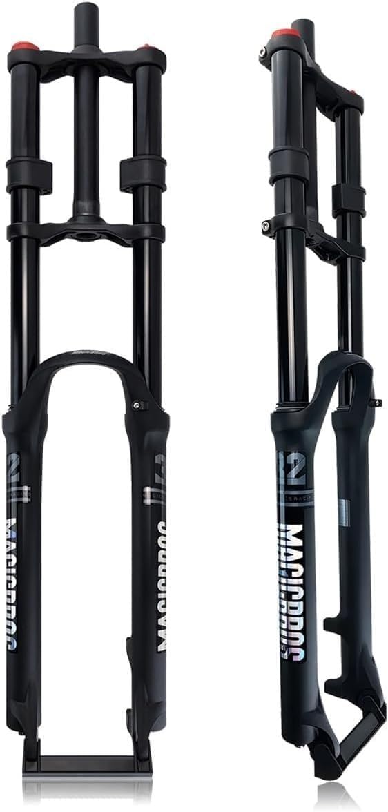 WIQUYBML 26/27.5/29in DH Mountain Bike Fork Air Suspension Downhill 180mm Double Shoulder 1-1/8 Bicycle Disc Brake QR 9MM A,27.5in