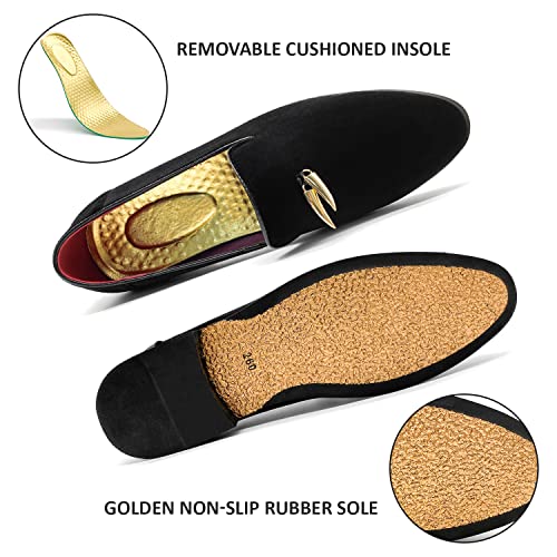 MHB Men's Penny Slip-On Velvet Loafer Suede Dress Shoes Glitter Smoking Slipper3